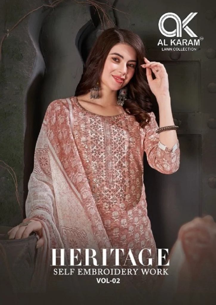 Al Karam Heritage 2 Self Embroidery Work Dress Material