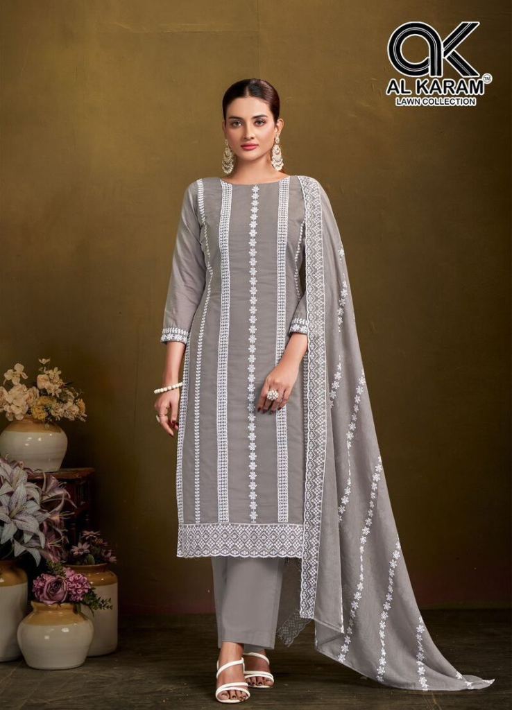 Al Karam Lucknowi Work 4001 Embrodiery Work Dress Material