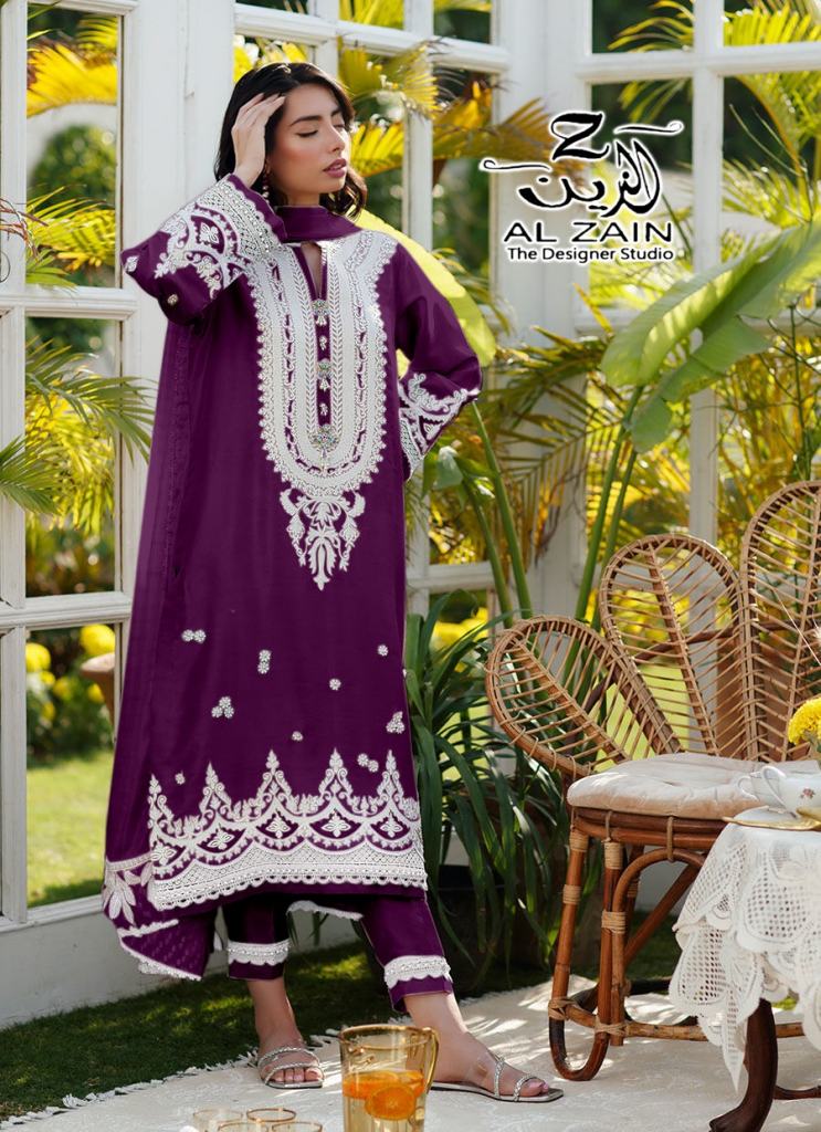 Al Zain 272702 Georgette Embroidery Designer Stylish Ready Made suits