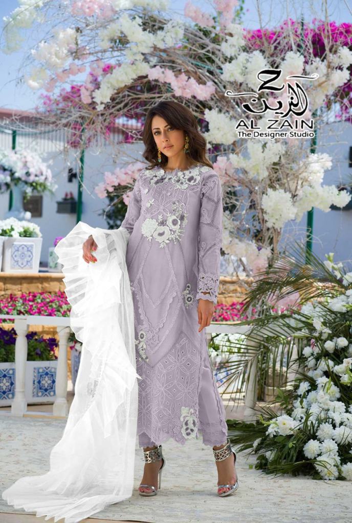 Al Zain 272705 Georgette Embroidered Designer Ready Made Pakistani  suits Collection