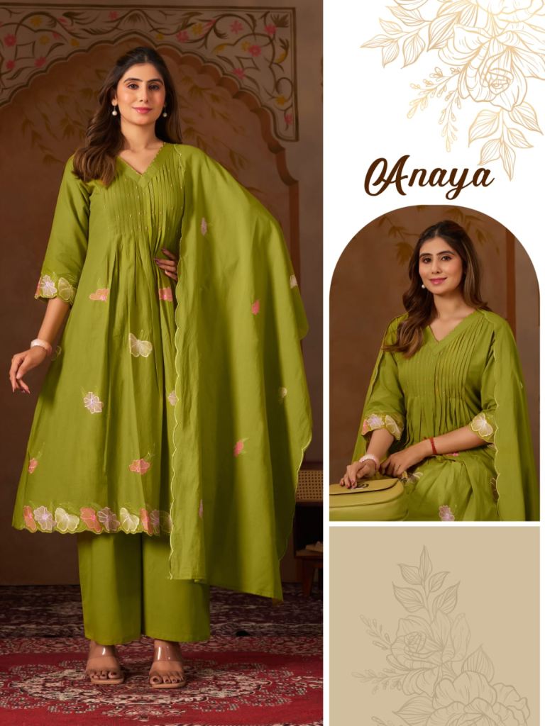 Alinee Anaya Embroidery Work Kurti Pant And Dupatta