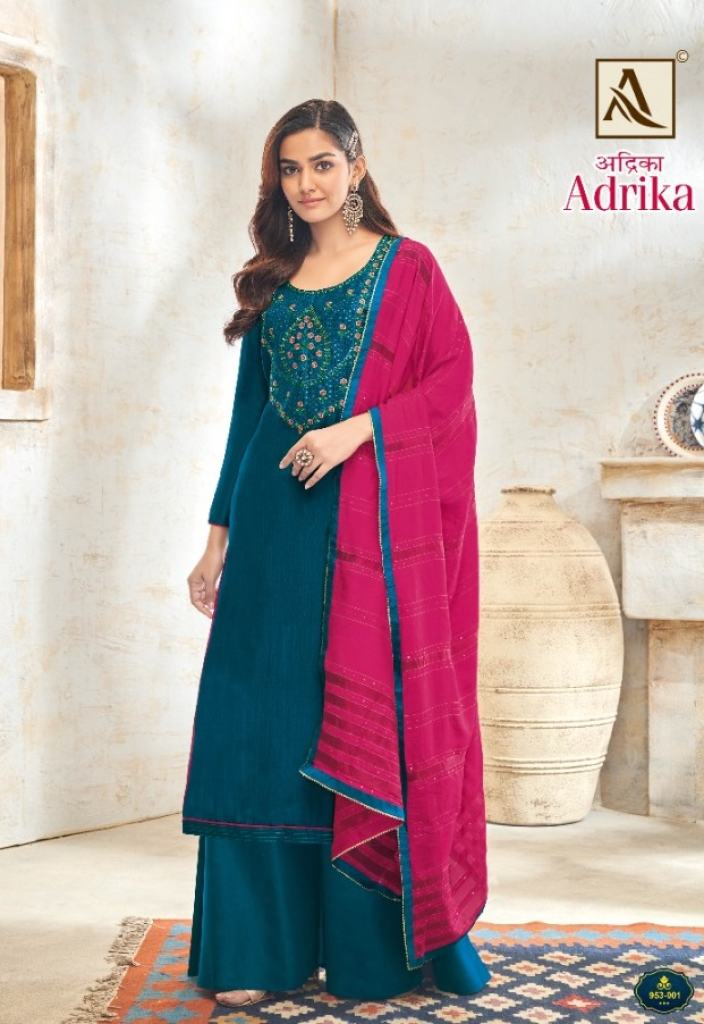 Alok Adrika cotton Silk Embroidery Dress Material 