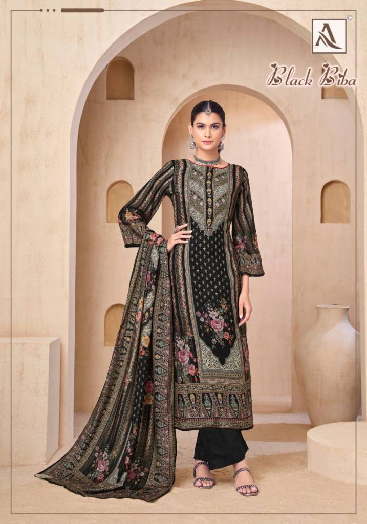 Alok Black Biba Digital Printed Dress Material