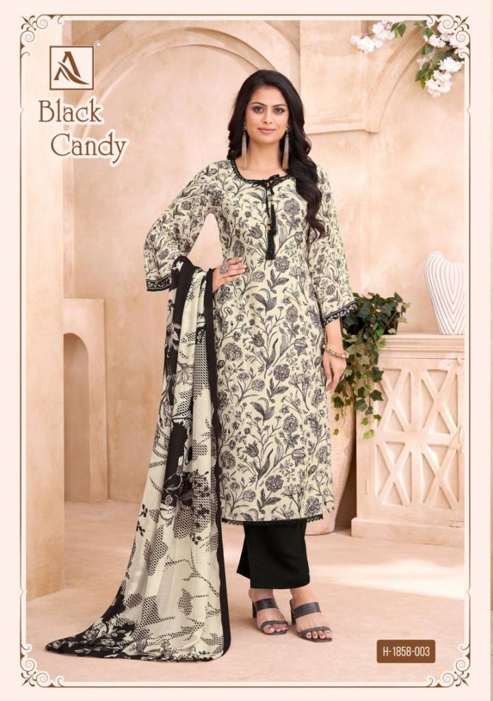 Alok Black Candy Viscose Printed Dress Material
