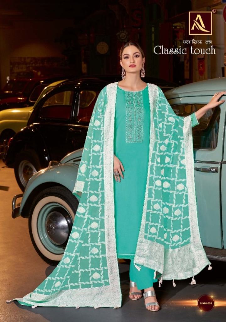 Alok Classic Touch  vol 4 Jam Cotton Lucknowi Thread designer work Dress Material 