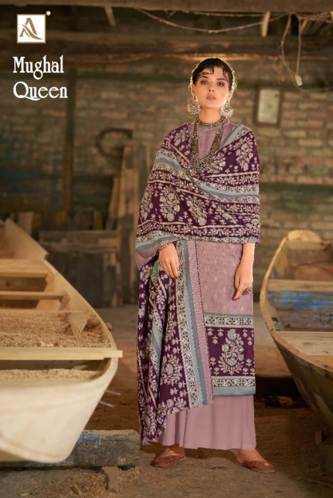 Alok  Mughal Queen Wool Pashmina  Dress Material catalog 