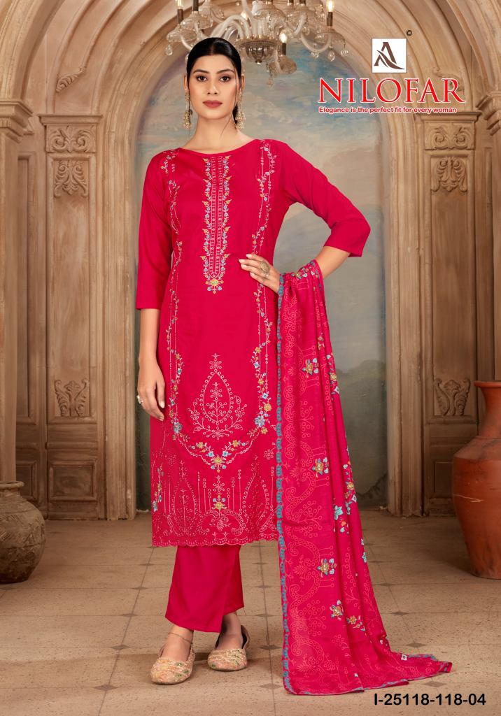 Alok Nilofar Premium Zam Swarovski Work Dress Material