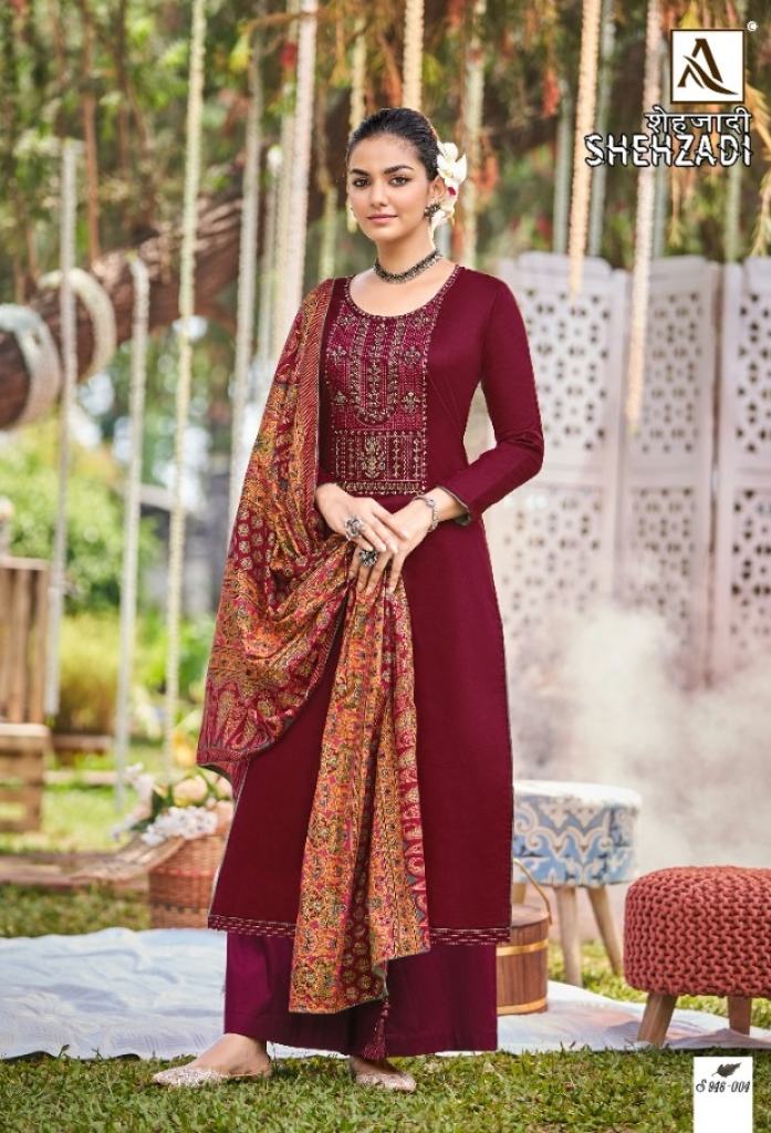 Alok Shehzadi Jam Cotton Embroidery Designer Dress Material