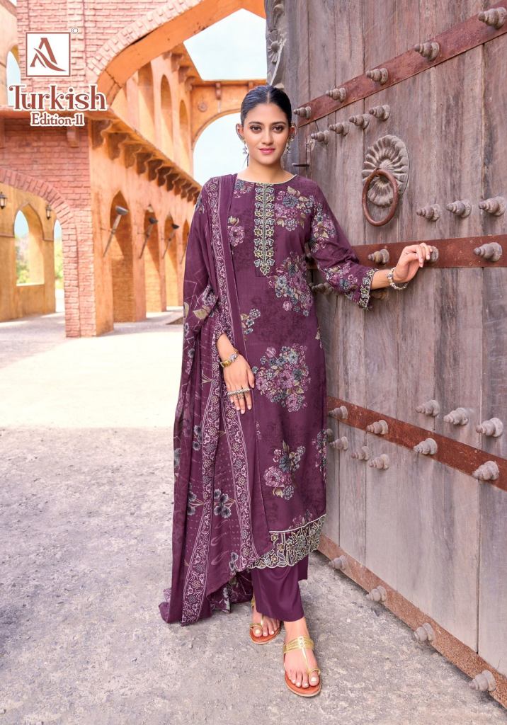 Alok Turkish Edition 11 Printed With Work Dress Material