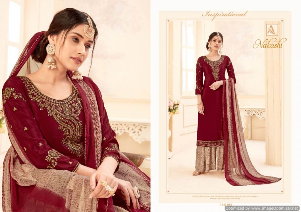 Alok presents Nakashi Embroidered Salwar Suits,this catalog fabric is ...