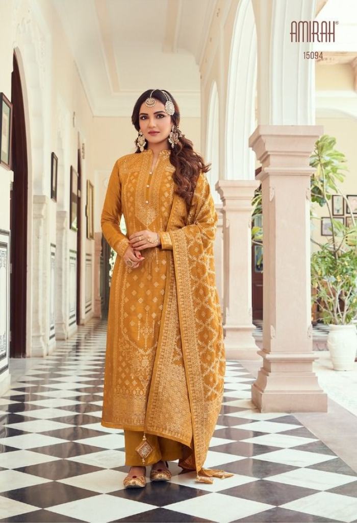Amirah Maariyah Gold Viscose Embroidery  Festive Wear Designer Salwar Suits