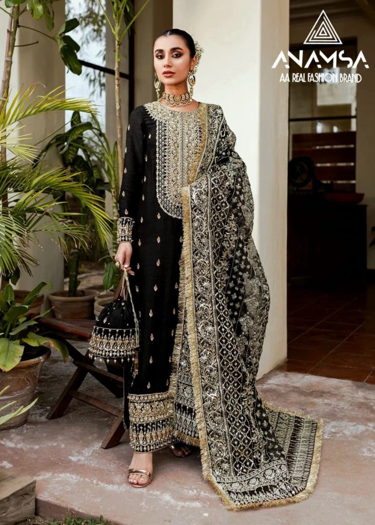 Anamsa 294 Black Georgette Pakistani Salwar Kameez