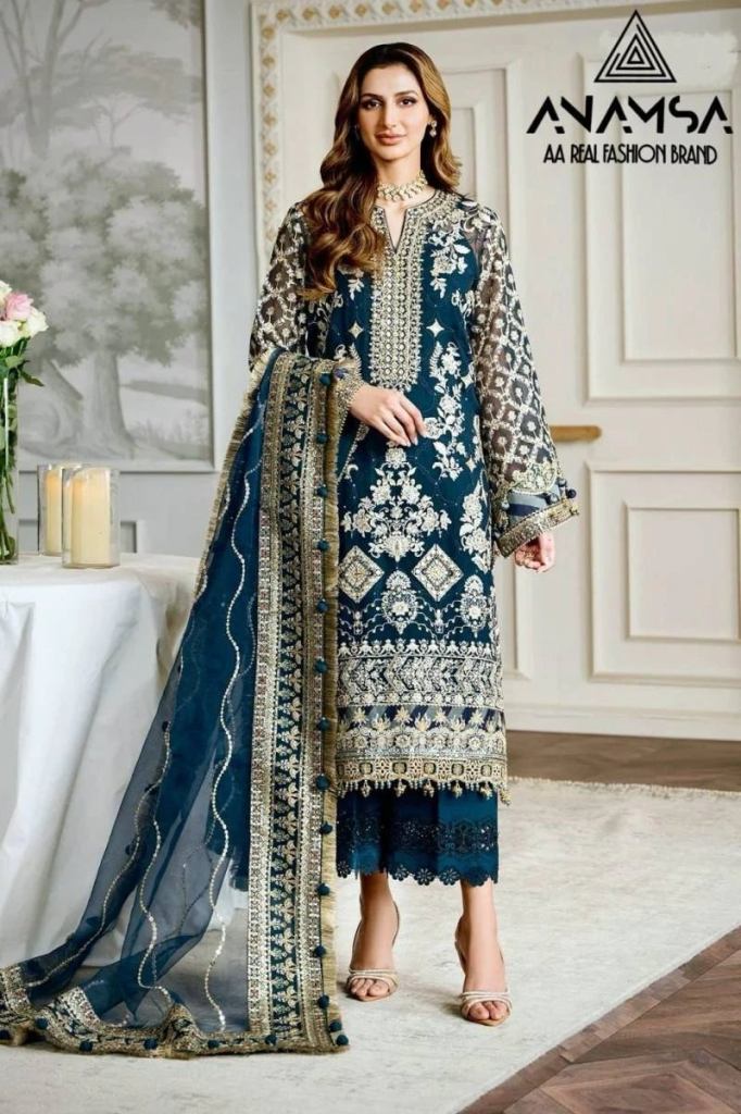 Anamsa 401 Beautiful Georgette with Embroidery Pakistani Salwa Suits  