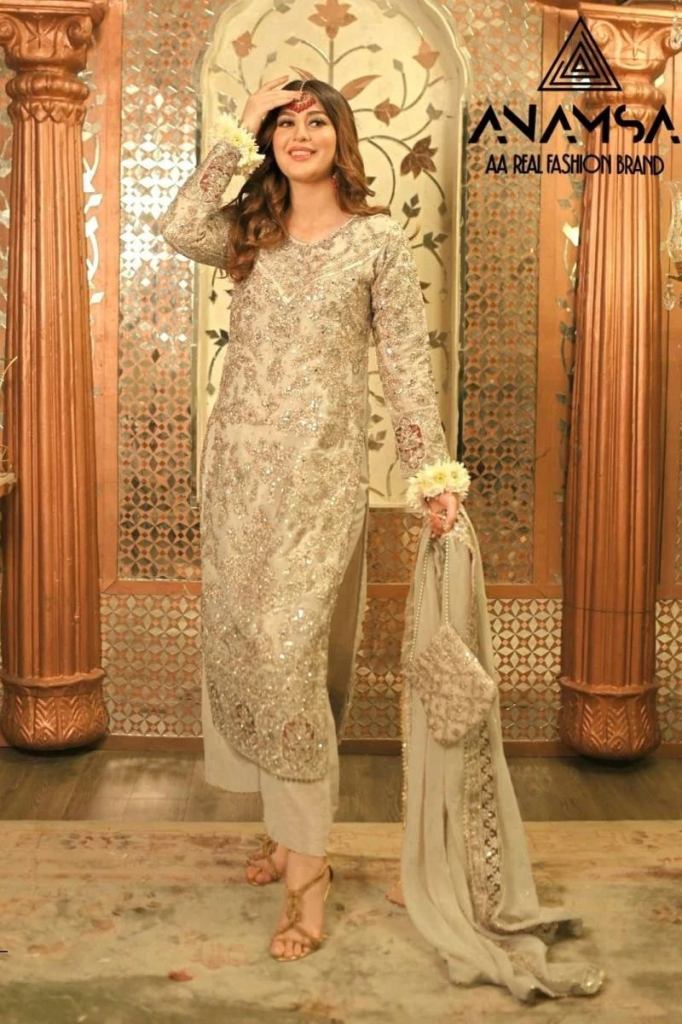 Anamsa 402 New Beautiful Designer Classy Embroidery Pakistani Salwar Kameez Suit