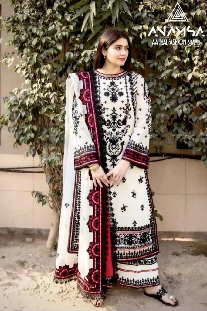 Anamsa 439 Rayon Embroidery Designer Pakistani Dress Material 