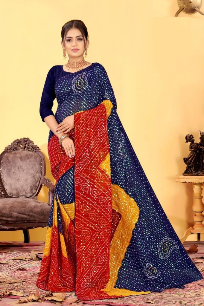 Angel 6 Georgette Bandhej Buy Printed Sequence Work Ladies Georgette  Saree catalog 