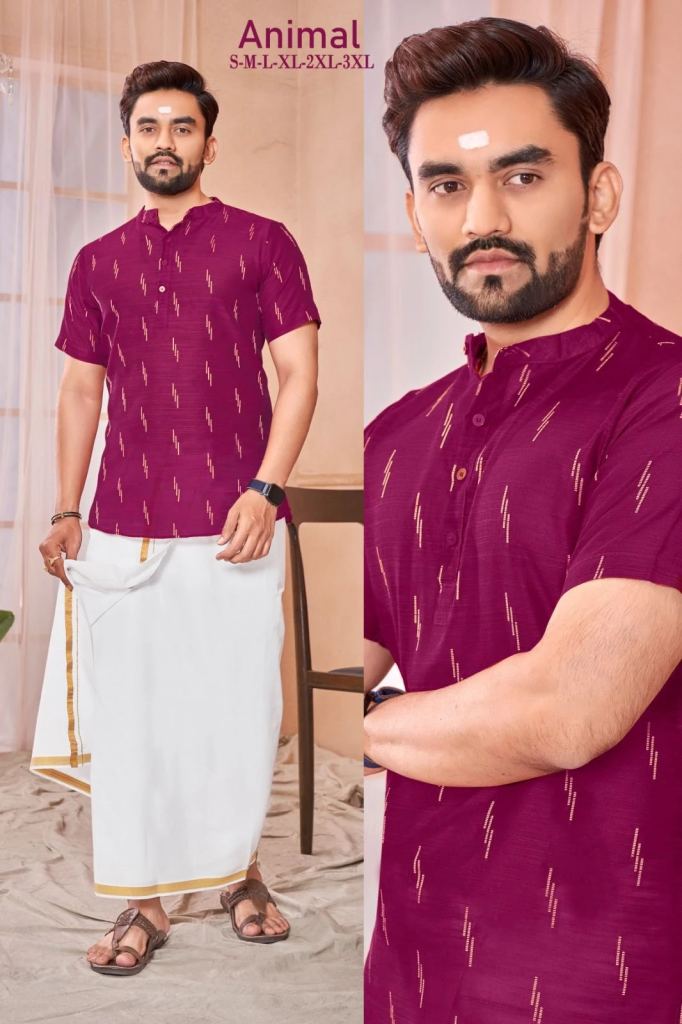 Animal 01 Salem Silk Festive Wear Mens Short Kurta