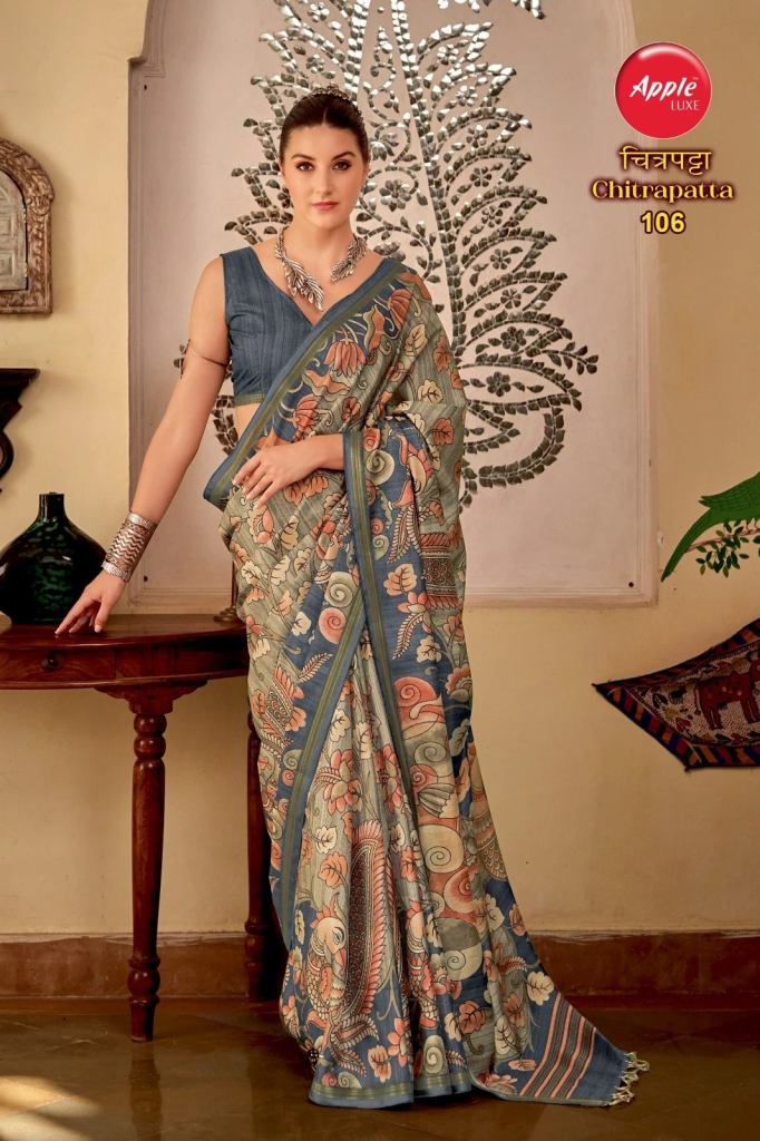 Apple Chitrapatta Designer Printed Silk Saree