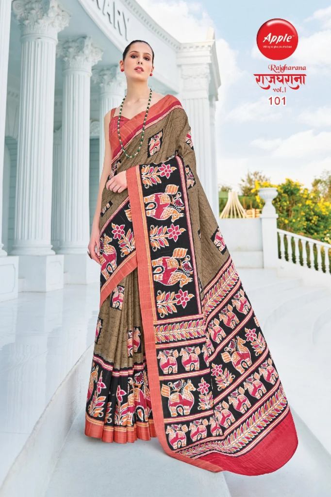 Apple Rajgharana Casual Wear Cotton Printed Sarees