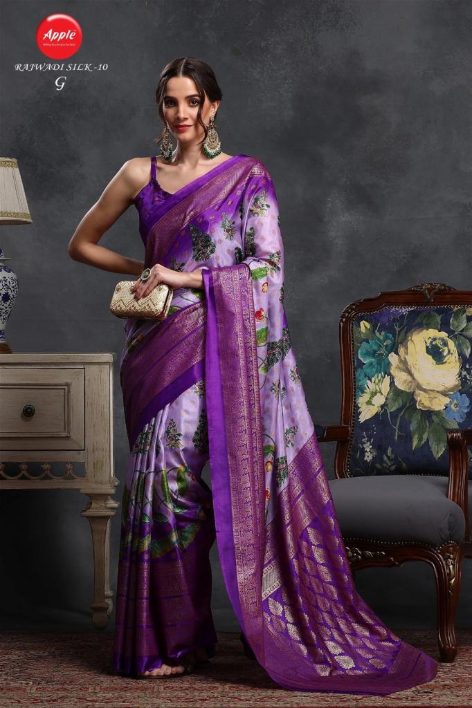 Apple Rajwadi Silk 10 Dola Silk Printed Designer Sarees