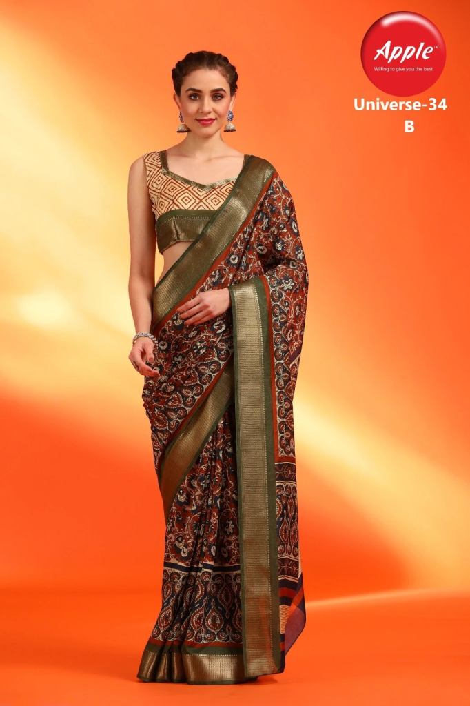 Apple Universe 34 Dola Silk Printed Saree