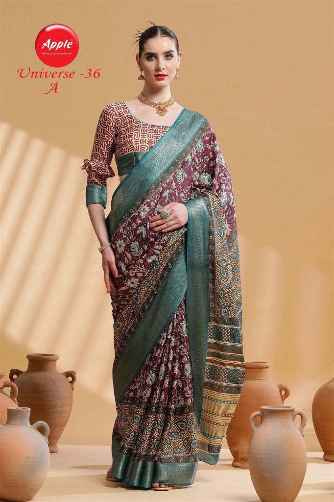 Apple Universe 36 New Beautiful Printed Cotton Saree Collection
