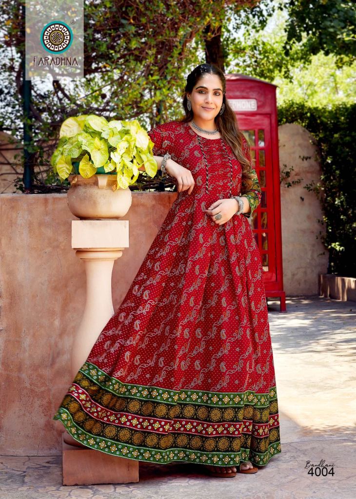 Bt 55 Bandhani Printed Anarkali Kurti With Dupatta Collecction Design  Catalog