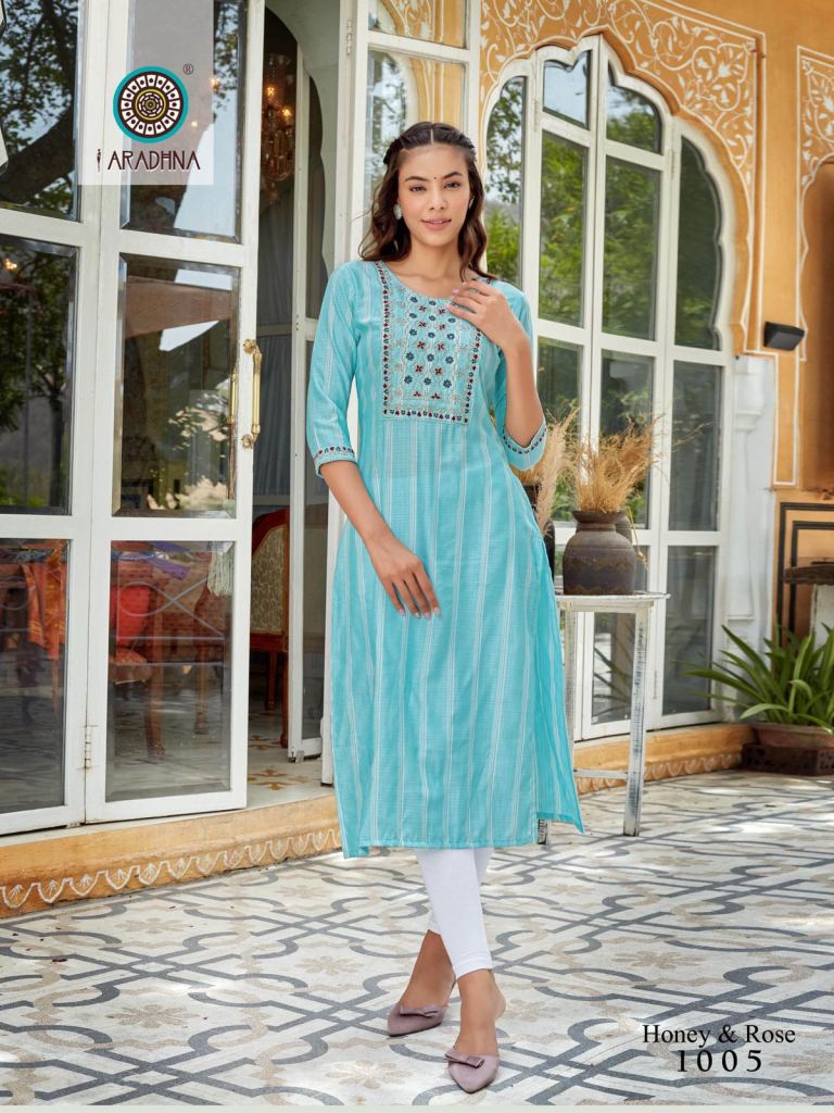 Aradhna Honey And Rose vol  1 Viscose Embroidery Kurti Collection