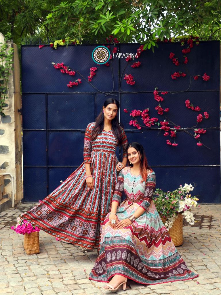 Aradhna Level vol  5 Heavy Cotton Long Anarkali Kurti Catalog 