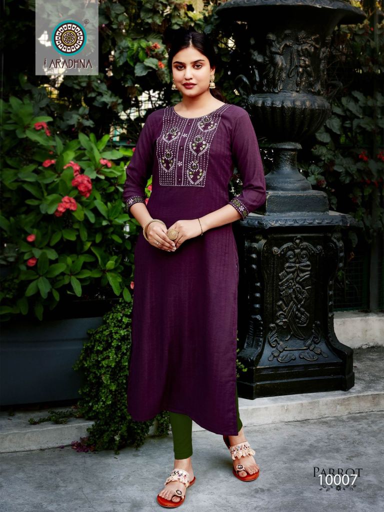 Aradhna Parrot 10 Casual Wear Embroidery Kurti Collection