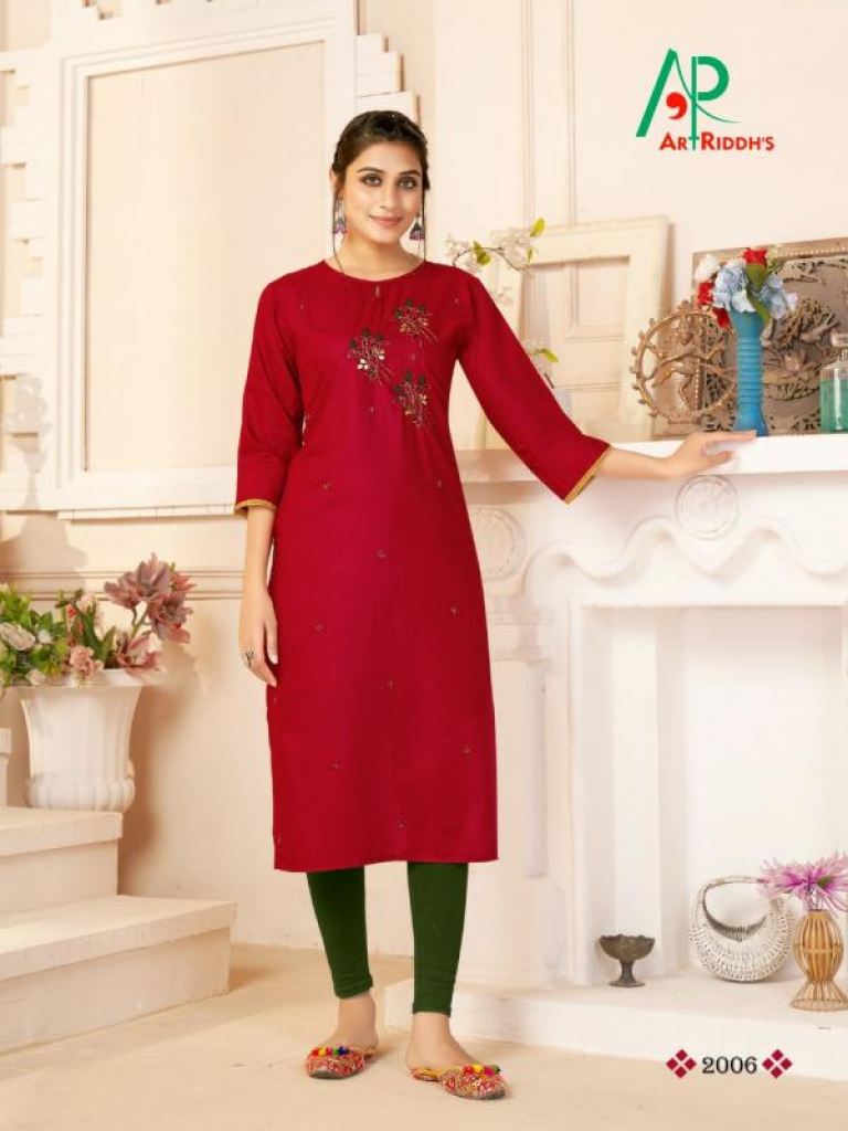 Art Riddh's Shri-Lekha Designer Cotton Handwork Kurti catalog 