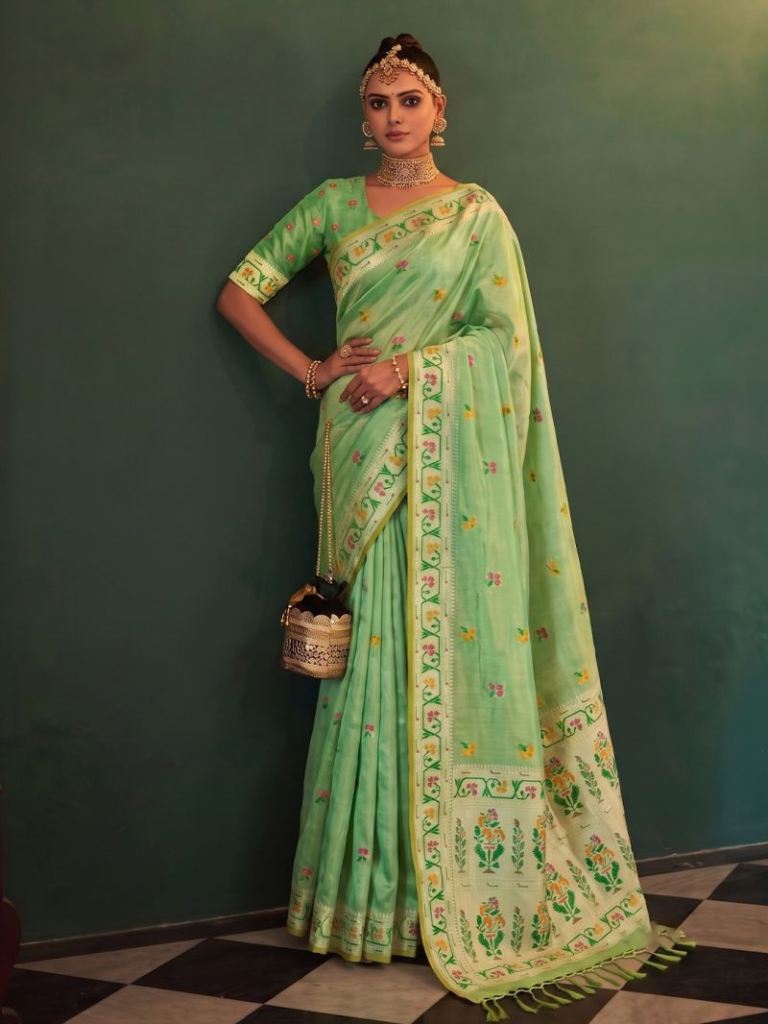 Ast Maheswari Tissue Silk Meena Worked Saree
