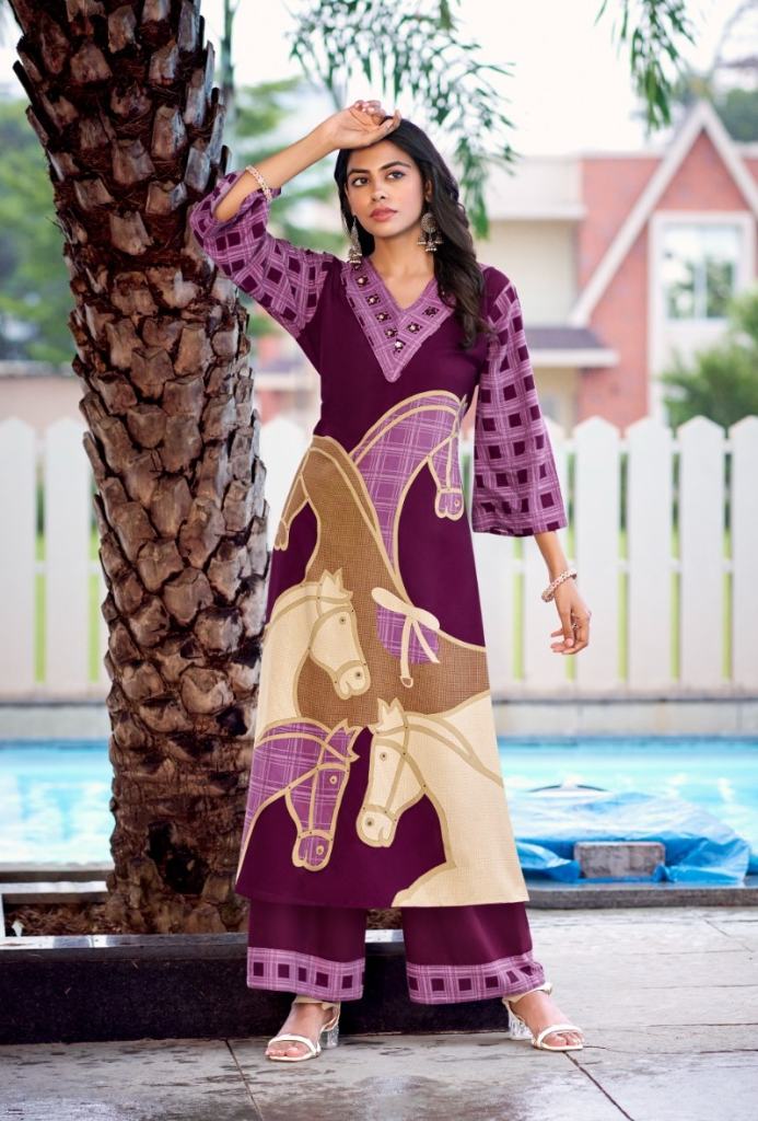 At Sundari Print Handwork Top And Bottom