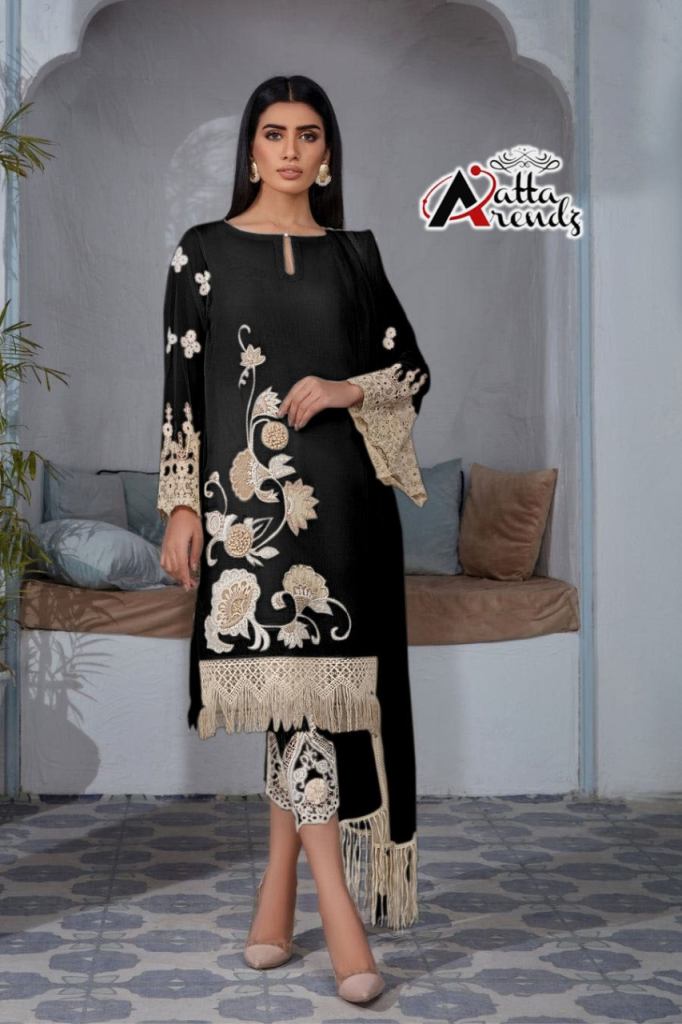 Atta Trendz 2711  Georgette Embroidery  Festive Wear Top And Pant With Dupatta