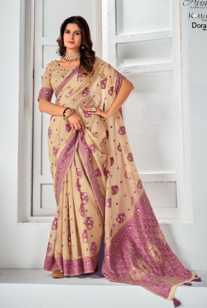 Aura Dorai Vol 4 Regular Wear Cotton  Printed Saree Collection 