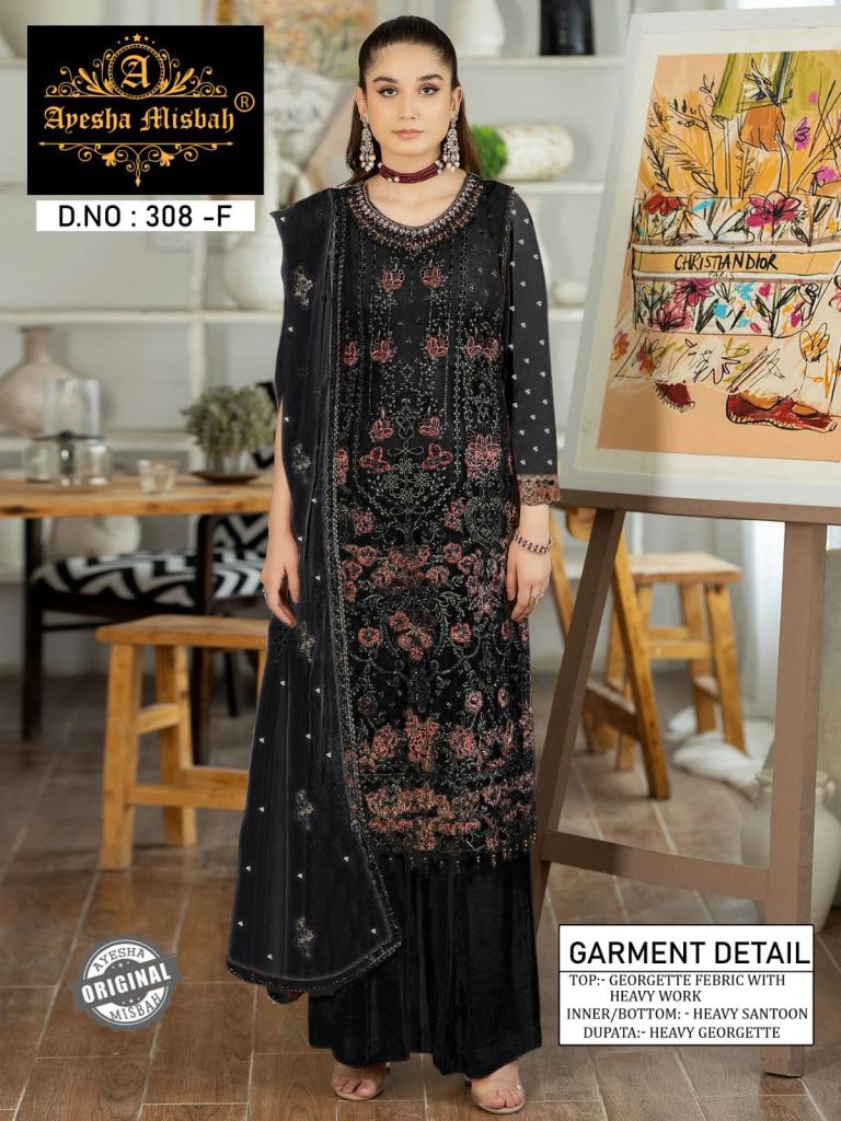 Ayesha Misbah 308 Georgette Designer Salwar Kameez wholesalers in ahmedabad
