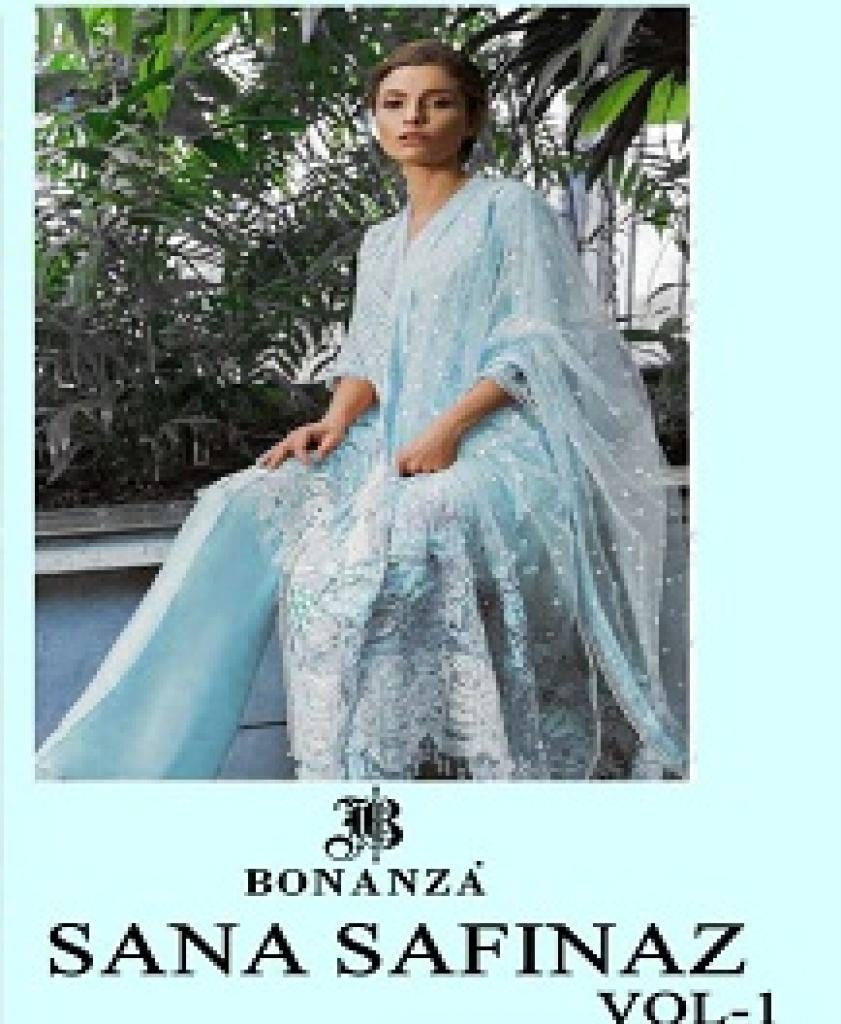 BONANZA SANA SAFINAZ 1 CHIKAARI WORK LAWN COTTON 