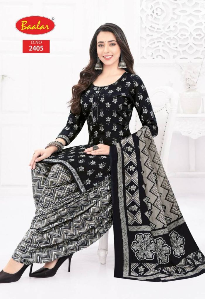 Baalar Black And White Dress Material