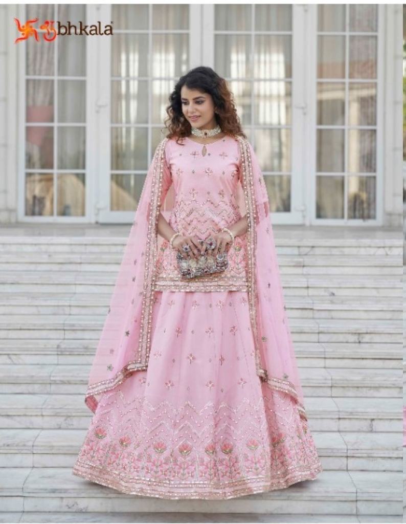 Baby pink Chinon chiffon beautiful sequence lehenga choli collection 