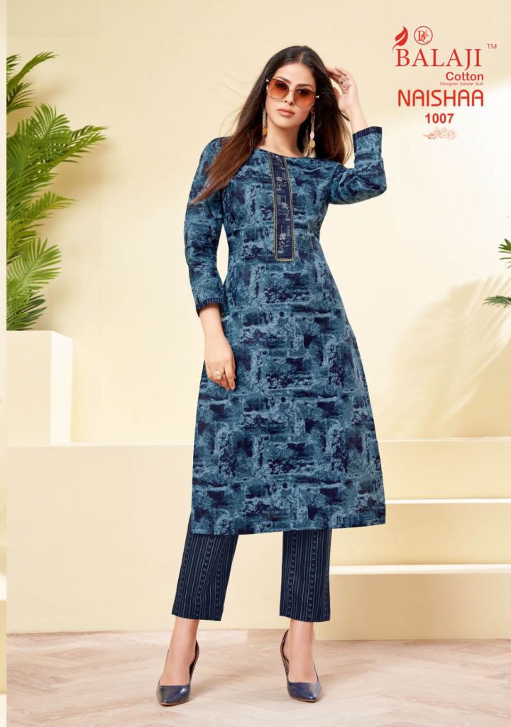 Balaji Naishaa Vol 1 Casual Wear Cotton Printed Kurti With Pant Collection