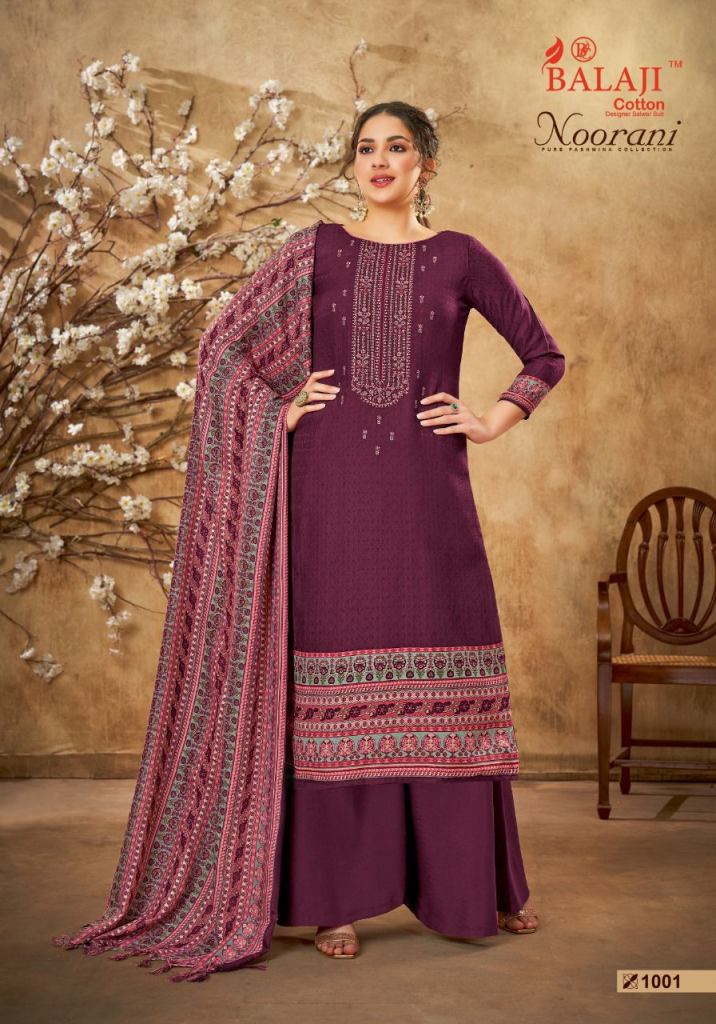 Balaji Noorani Embroidery Winter Wear Pashmina Dress Material 