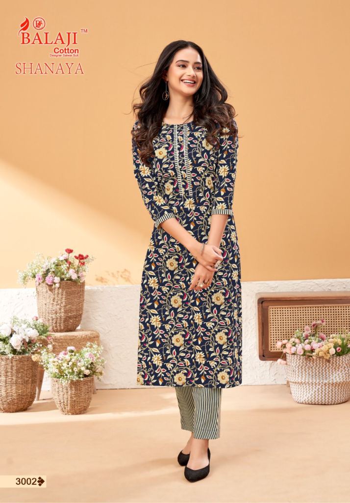 Balaji Shanaya Vol 3 Fancy  cotton Printed Kurtis With Bottom