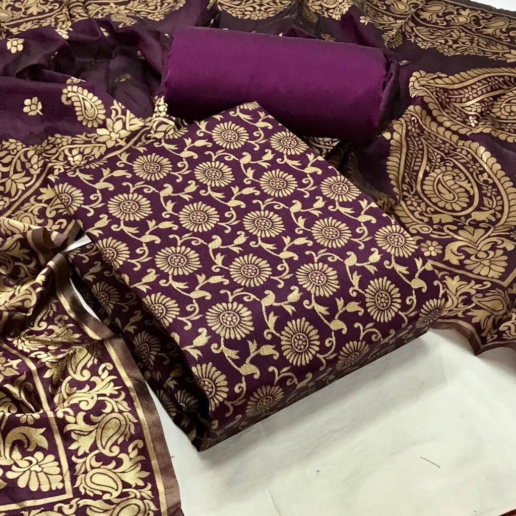 Banarasi Silk 60 Catalog Casual Wear Banarsi Silk Unstitched Dress Materials 
