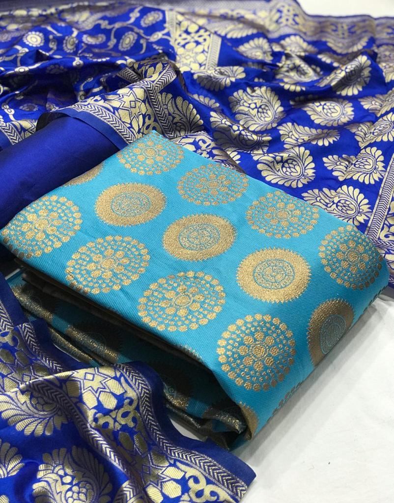 Banarasi Silk Suit Dress Material Design: Modern at Best Price in Varanasi  | Fazal Fashion