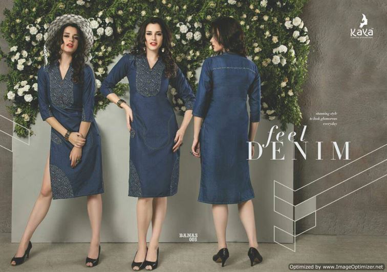 TUMBAA DENIM BY VINAY FASHION 28131 TO 28138 Series Kurtis Wholesale 8 Pcs