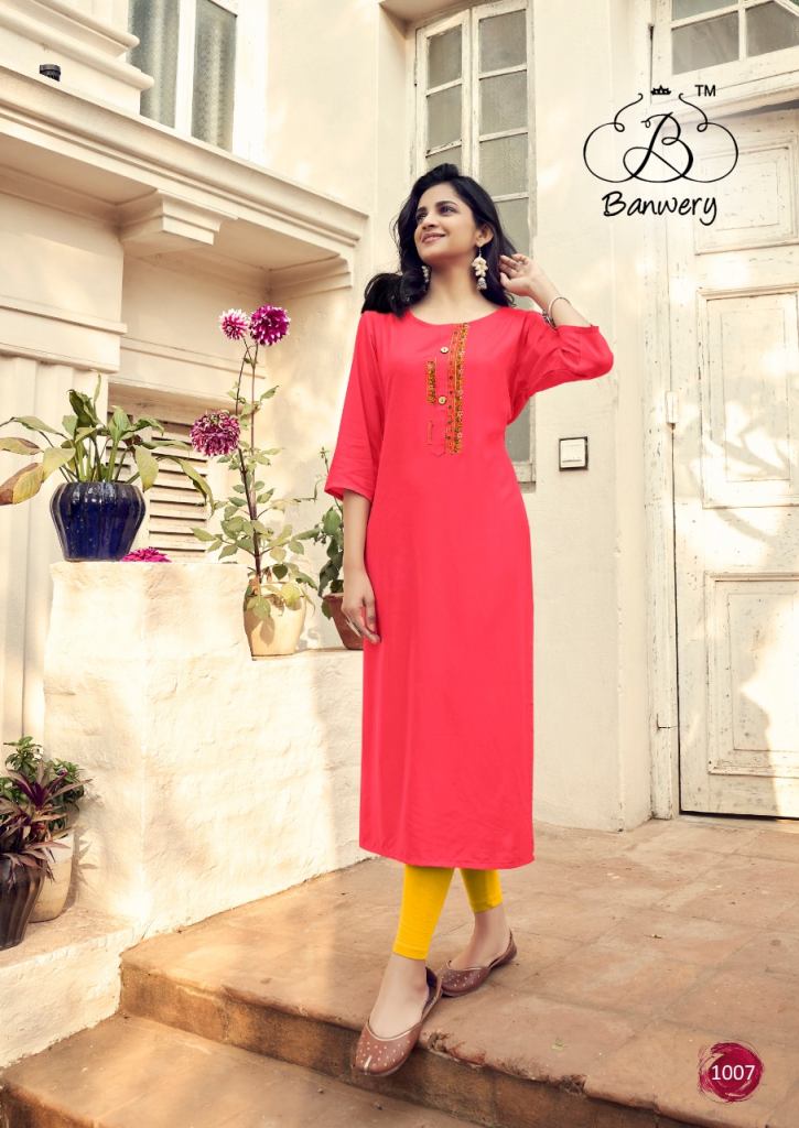 Banwery Mohini Designer Readymade Kurtis Wholesale in Surat this catalog fabric is 14 kg rayon