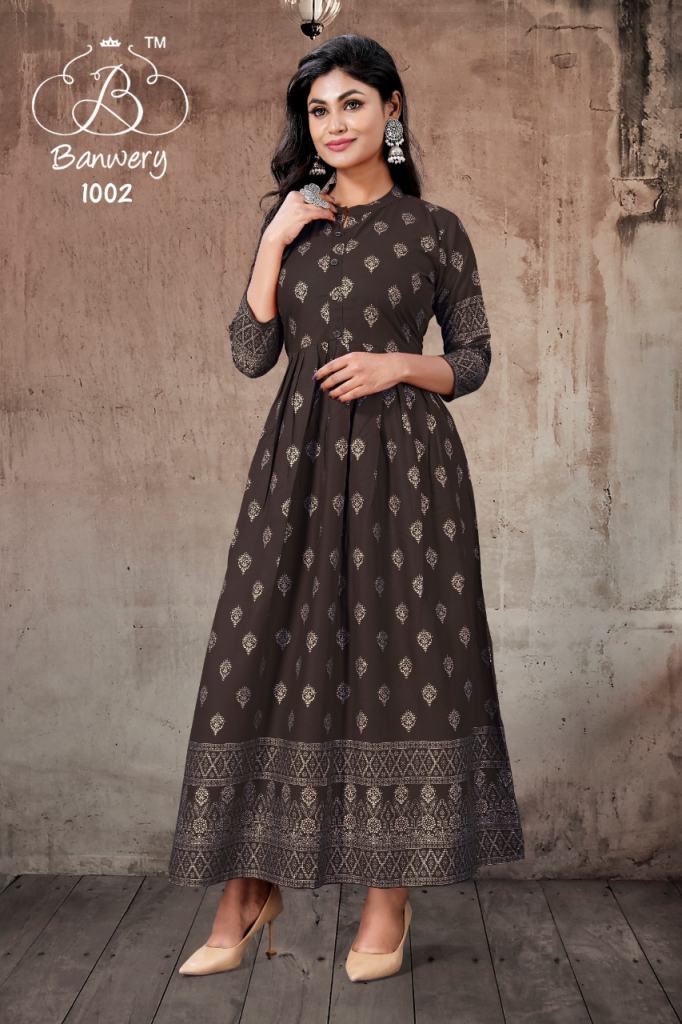 Banwery Presents Pari Vol 1 Rayon Fancy Long Kurti Collection, this catalog  fabric is 14 kg rayon