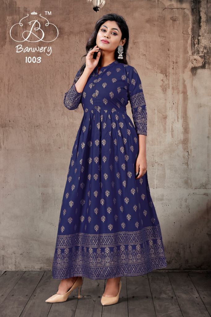 Banwery Presents Pari Vol 1 Rayon Fancy Long Kurti Collection