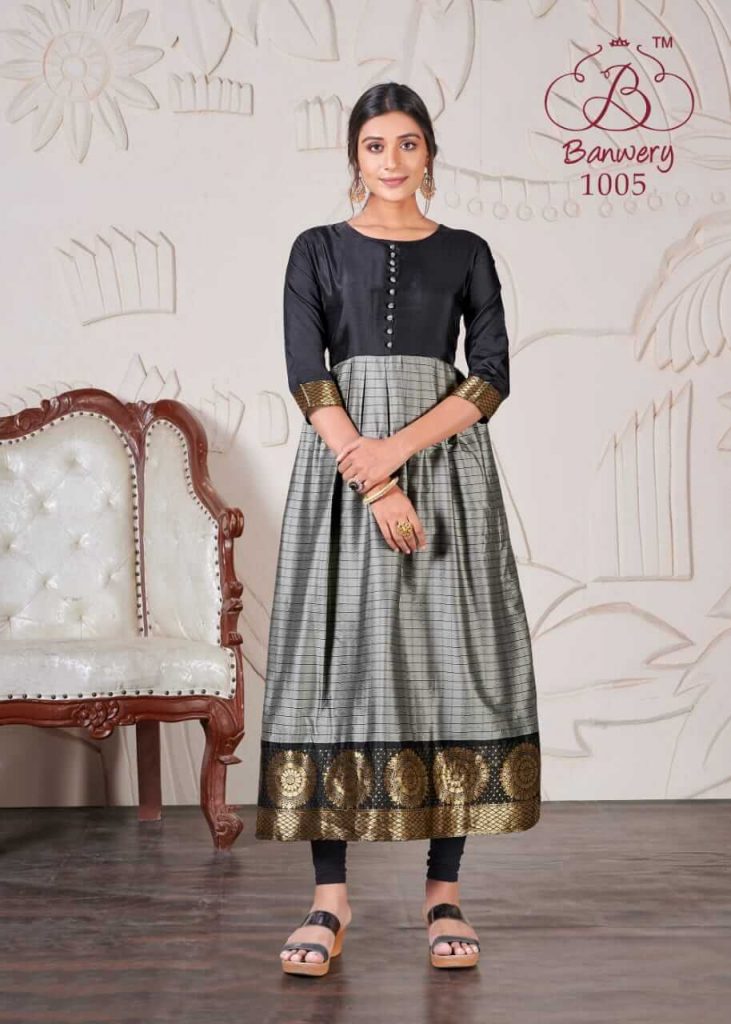 Banwery Peehu Stylist Silk Jacquard Ethnic Wear Kurti catalog