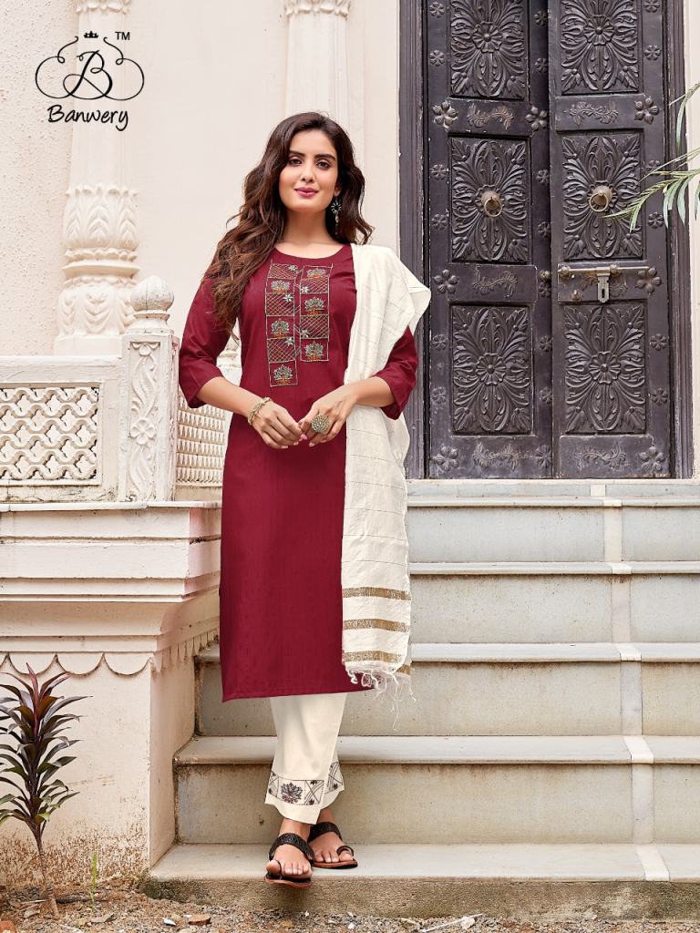 Banwery Prakruti Ethnic Wear Kurti With Pant And Dupatta Catalog 